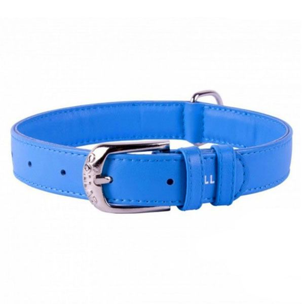 Pločasti kožni ovratnik plavi 46 - 60cm, 35mm