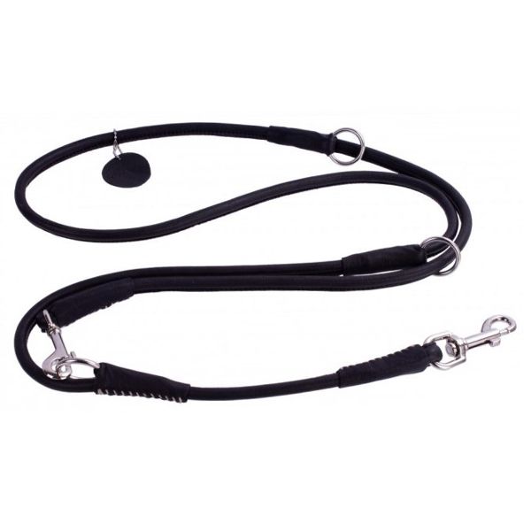 Podesivi okrugli kožni povodac Soft 125 - 183cm, 10mm - crni