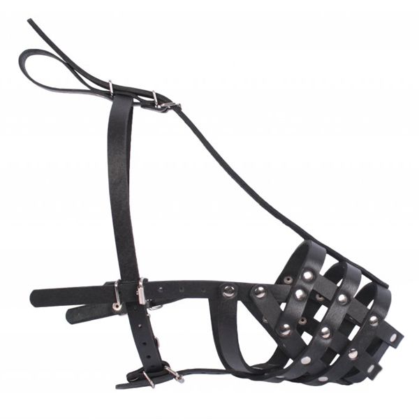 Kožna njuška za psa Collar crna, tvrda - doberman