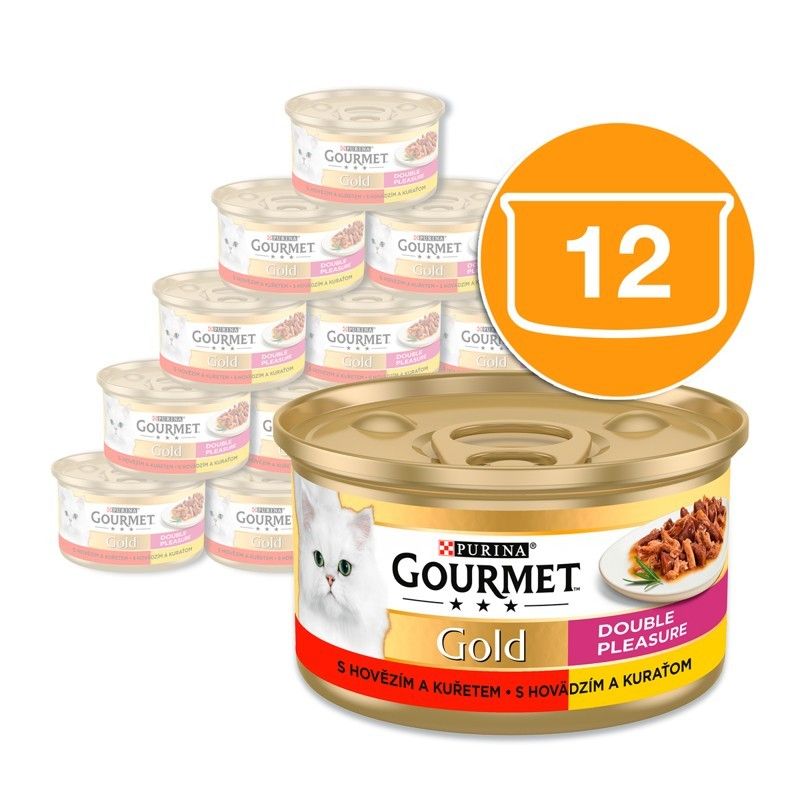 Konzerva Gourmet GOLD - pečeni i kuhanih komadića mesa s govedinom i piletinom, 12 x 85g