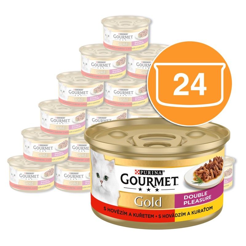 Konzerva Gourmet GOLD - pečeni i kuhanih komadića mesa s govedinom i piletinom, 24 x 85g