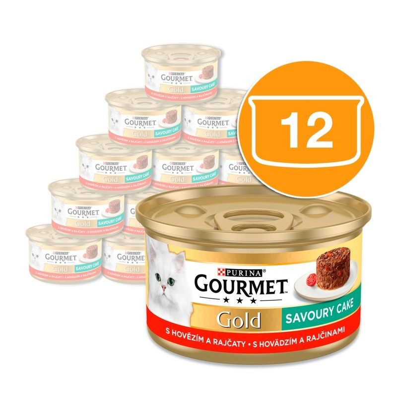 Konzerva Gourmet GOLD - Slani kolač s govedinom i rajčicama 12 x 85g