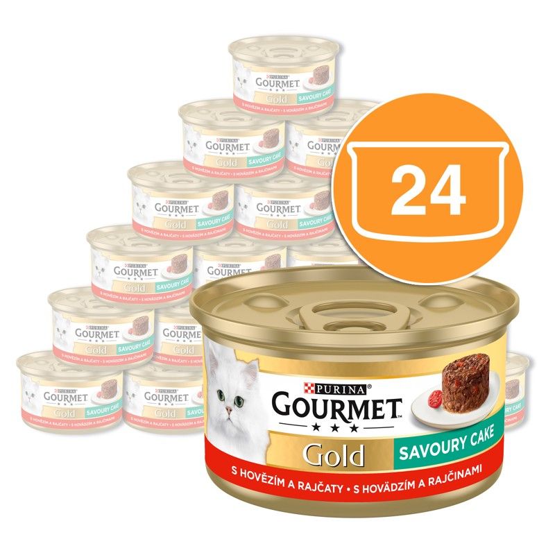 Konzerva Gourmet GOLD - Slani kolač s govedinom i rajčicama 24 x 85g
