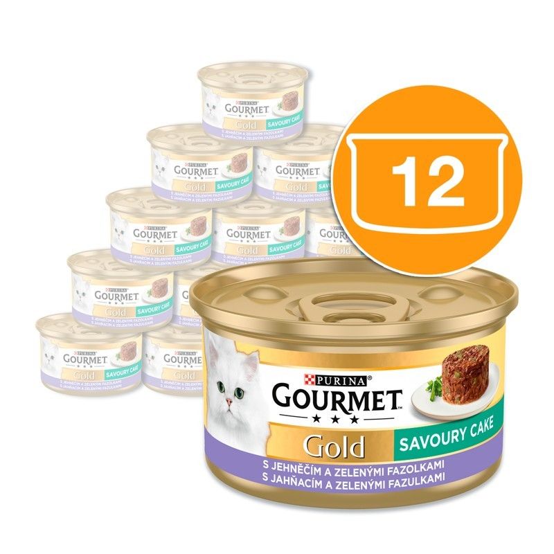 Konzerva Gourmet GOLD - Slani kolač s janjetinom i zelenim mahunarkama 12 x 85g