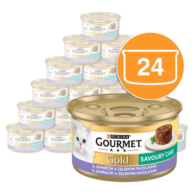Konzerva Gourmet GOLD - Slani kolač s janjetinom i zelenim mahunarkama 24 x 85g
