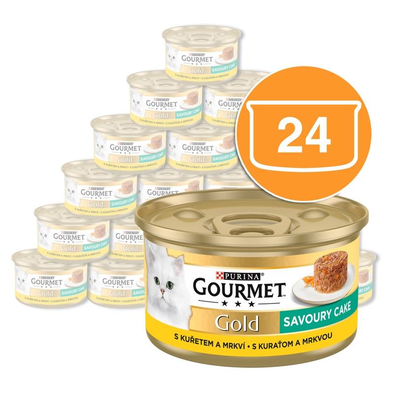 Konzerva Gourmet GOLD - Slani kolač s piletinom i mrkvom 24 x 85g