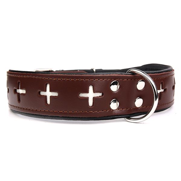 Kožni ovratnik Switzerland, smeđe - crni 5 cm x 51 - 60 cm
