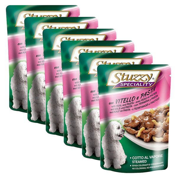 Stuzzy Speciality Dog - teleća s tjesteninom, 6 x 100 g