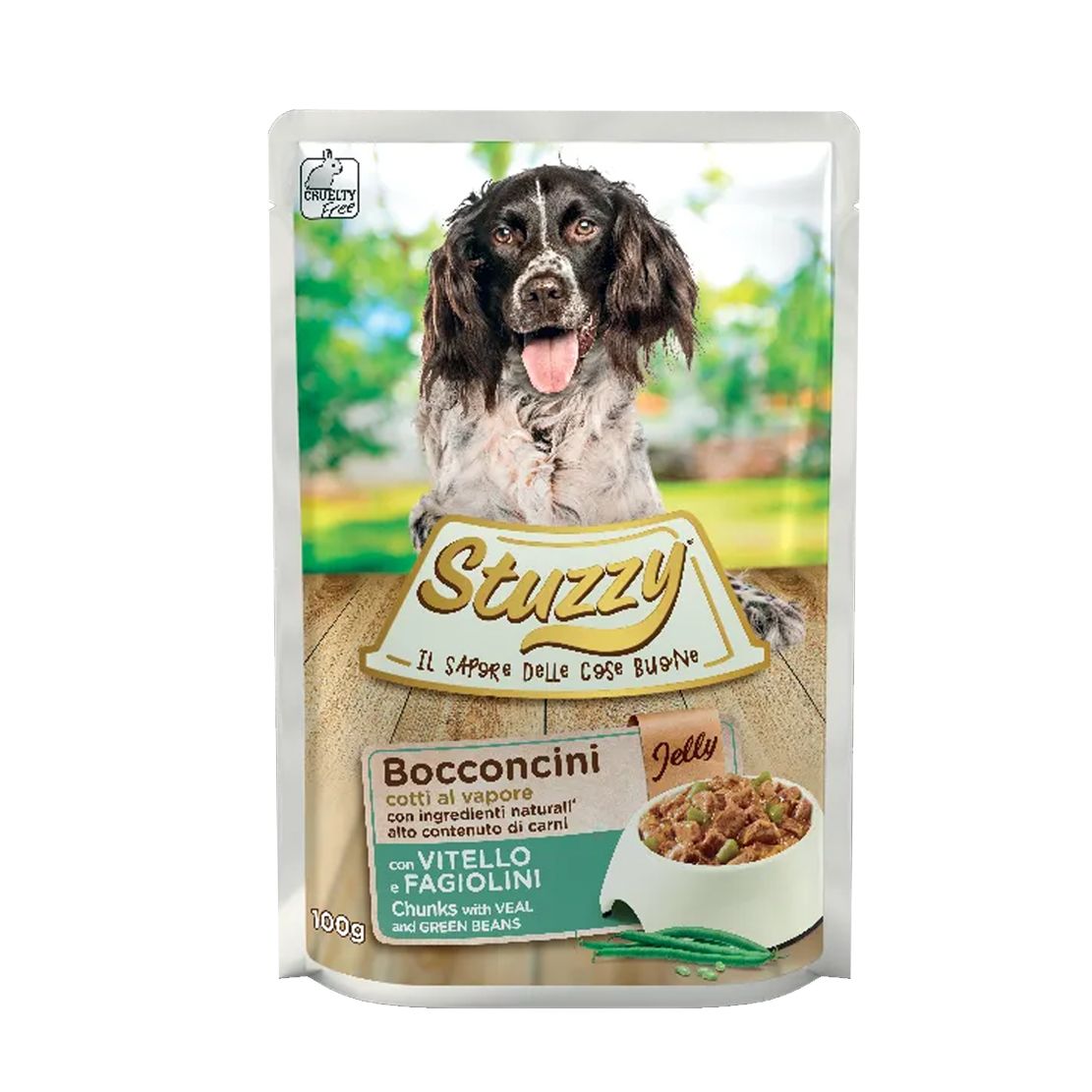 Stuzzy Dog - teleća i zelena zrna u želeu, 100 g