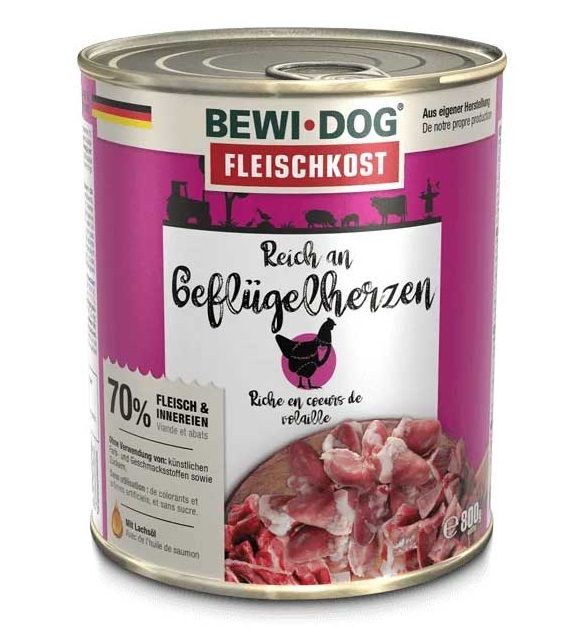 BEWI DOG konzerva – Pileća srca, 800 g
