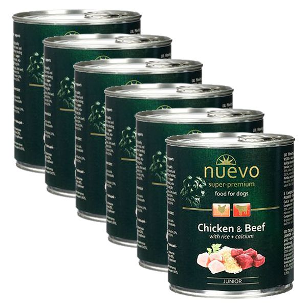 Konzerva NUEVO DOG Junior Chicken & Beef 6 x 800 g