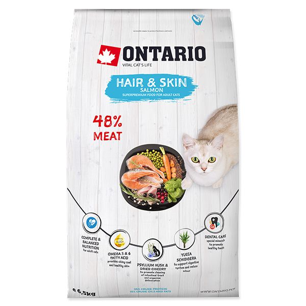 Ontario Cat Hair & Skin Salmon 6,5 kg