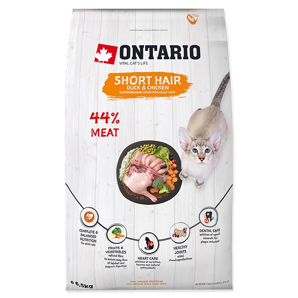 Ontario Cat Short Hair Duck & Chicken 6,5 kg
