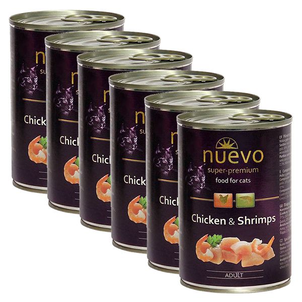 Konzerva NUEVO CAT Adult Chicken & Shrimps 6 x 400 g