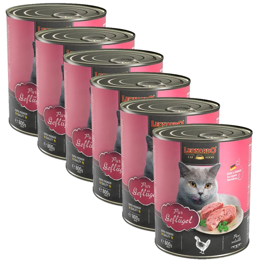 Konzerve za mačke Leonardo, perad 6 x 800 g