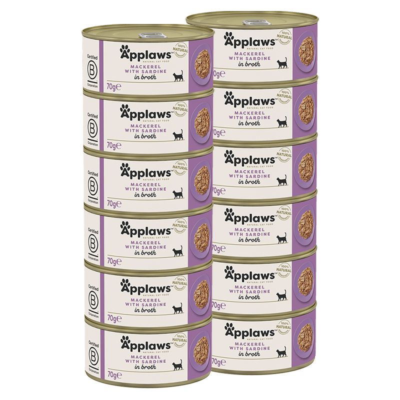 Applaws Konzerva za mačke s skušom i sardinom u temeljcu 12 x 70 g