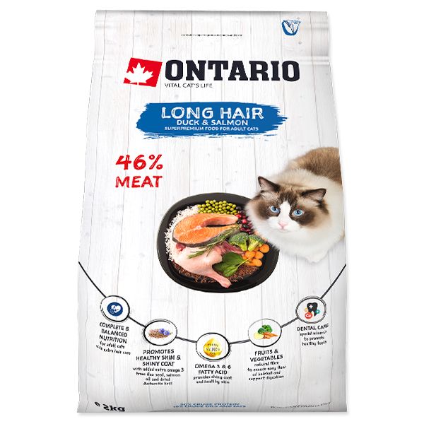 Ontario Cat Long Hair Duck & Salmon 2 kg