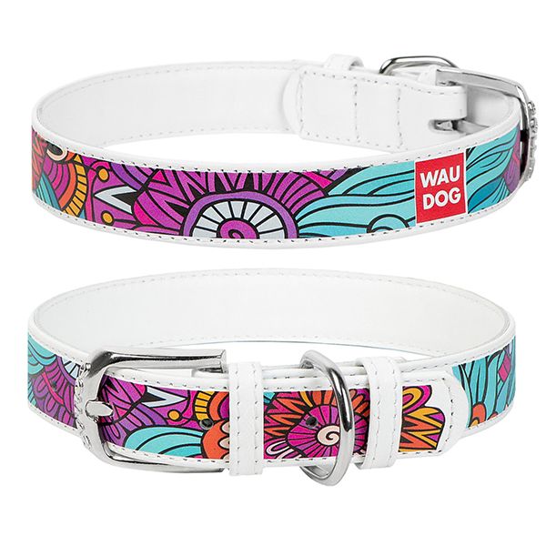 Kožni ovratnik WAUDOG Summer - bijeli 1,2 cm x 21 - 29 cm