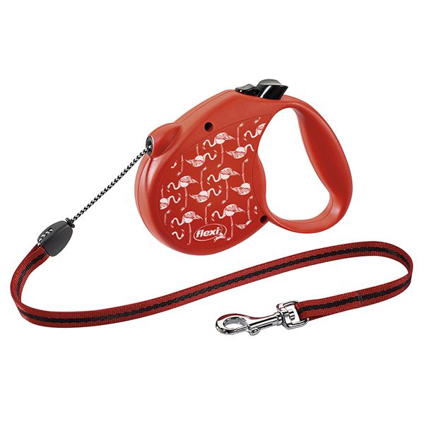 Flexi Standard Flamingo M do 20kg, 5m uže - crvena