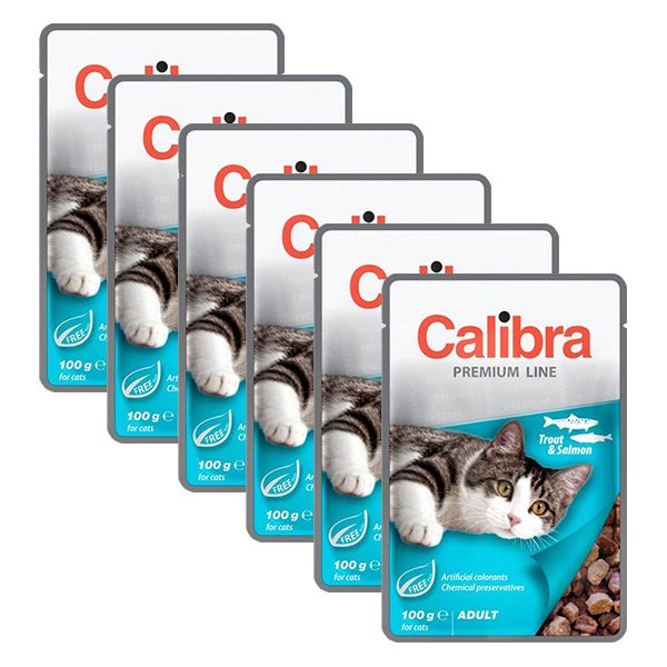 CALIBRA Cat Adult komadi s pastrvom i lososom u umaku 6 x 100 g