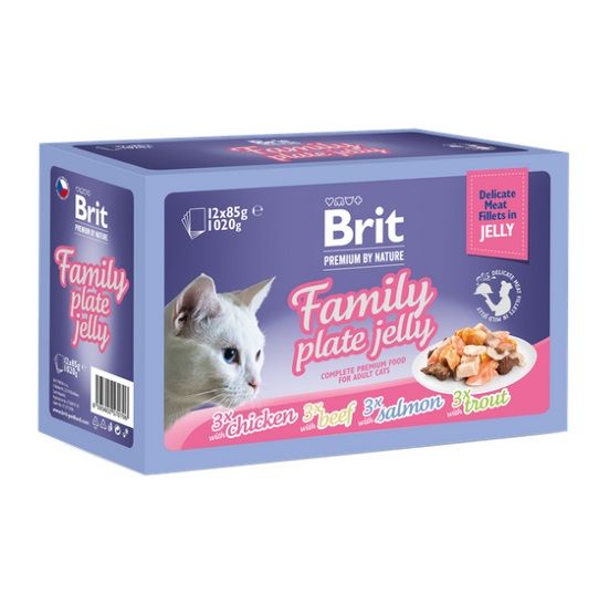 Kapsičky BRIT Premium Cat Delicate Fillets in Jelly Family Plate 12 x 85 g