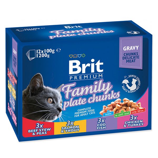 Kapsice BRIT Premium Cat Family Plate 12 x 100 g
