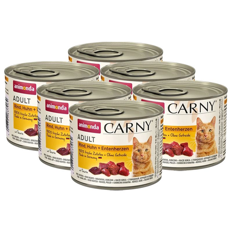 Animonda Carny Adult govedina, piletina + pačja srca 6 x 200 g