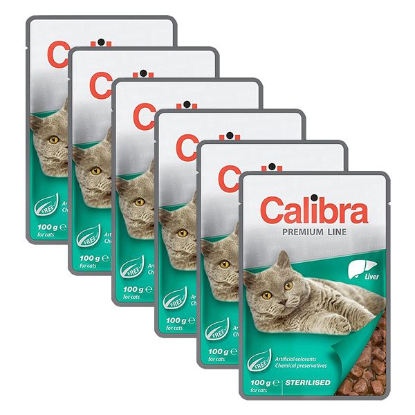 CALIBRA Cat Adult Sterilised komadi s jetrom u umaku 6 x 100 g