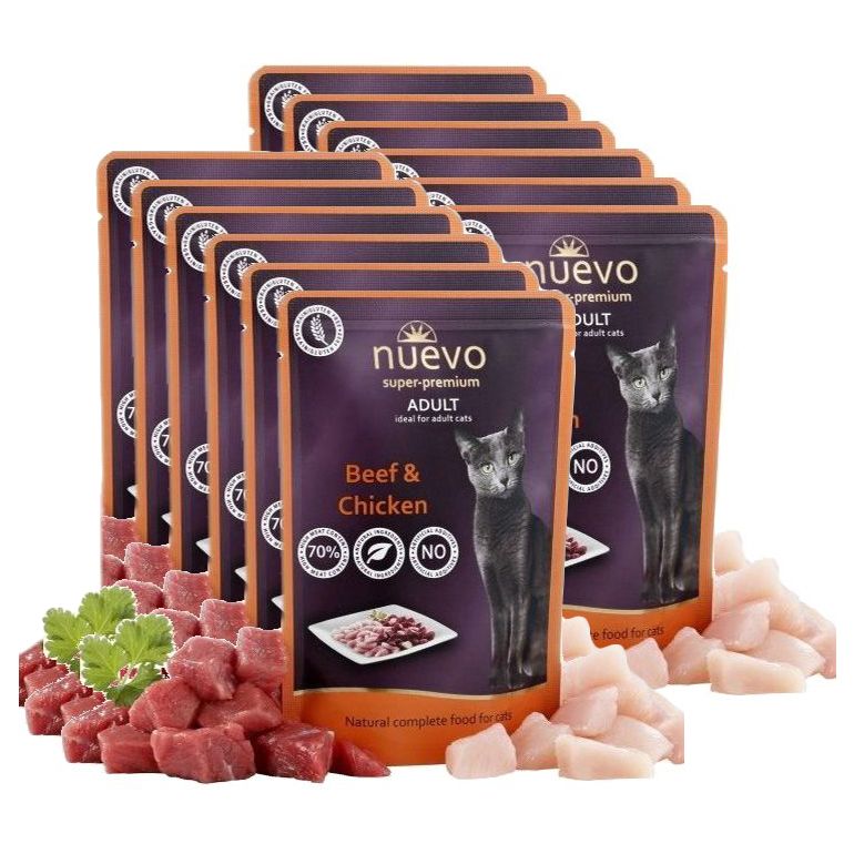 NUEVO CAT Adult Beef & Chicken vrećica 12 x 85 g