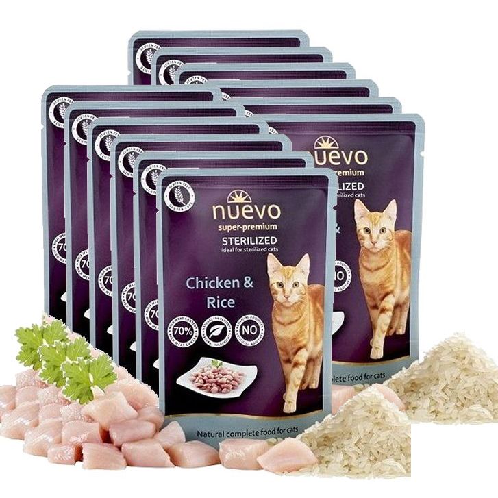 NUEVO CAT Sterilised Chicken & Rice vrećica 12 x 85 g