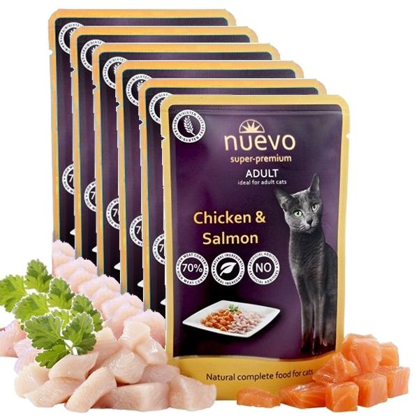 NUEVO CAT Adult Chicken & Salmon vrećica 6 x 85 g