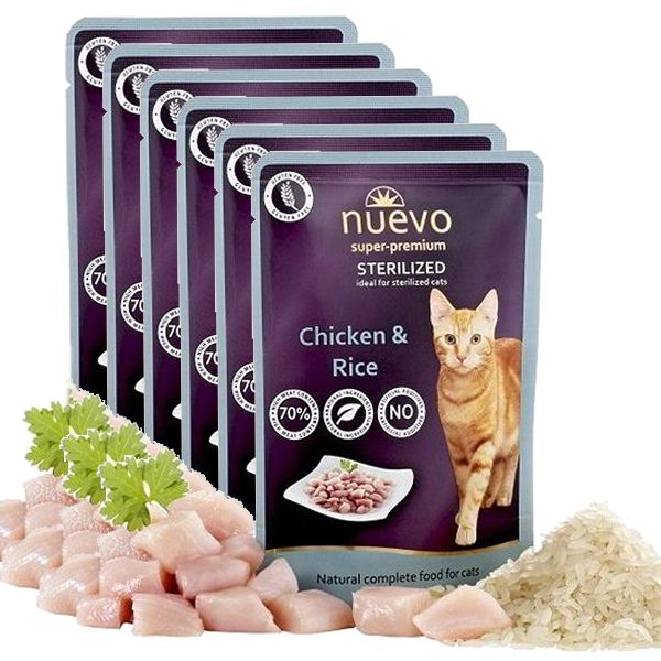 NUEVO CAT Sterilised Chicken & Rice vrećica 6 x 85 g
