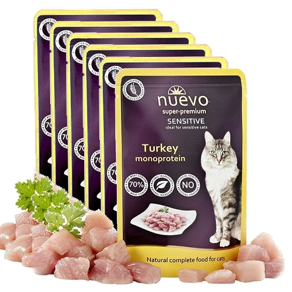 NUEVO CAT Sensitive Turkey Monoprotein vrećica 6 x 85 g