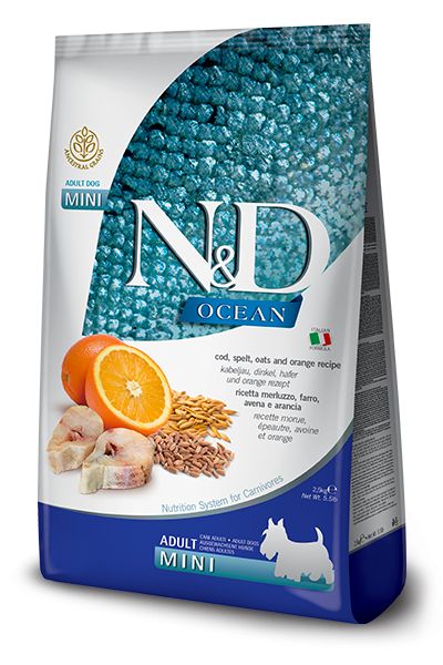 Farmina N&D dog OCEAN Adult Mini Codfish & Orange 2,5 kg
