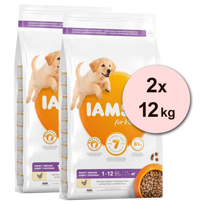 Iams Dog Puppy Large Breed, Chicken 2 x 12 kg