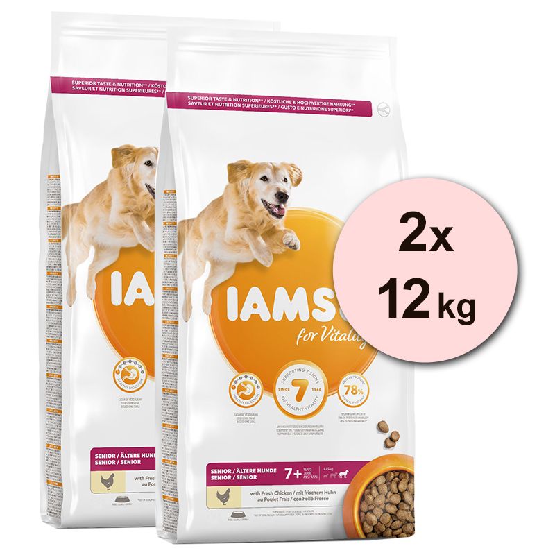 Iams Dog Senior Large Breed, Chicken 2 x 12 kg