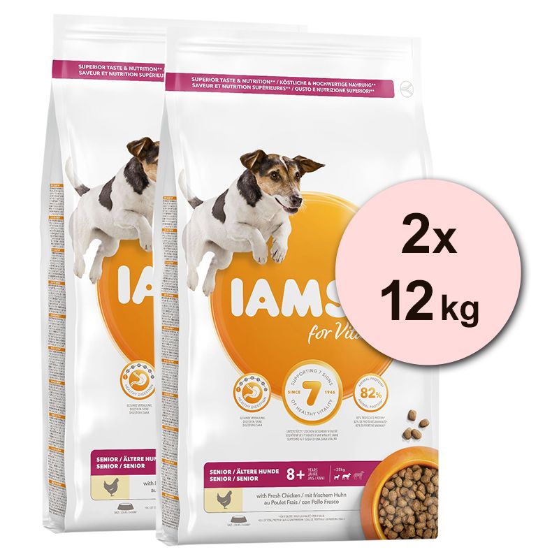 Iams Dog Senior Small Medium, Chicken 2 x 12 kg