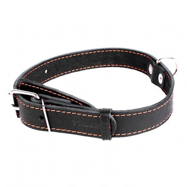KOŽNI OVRATNIK ZA PSE CRNI 32 - 40 CM, 20 MM