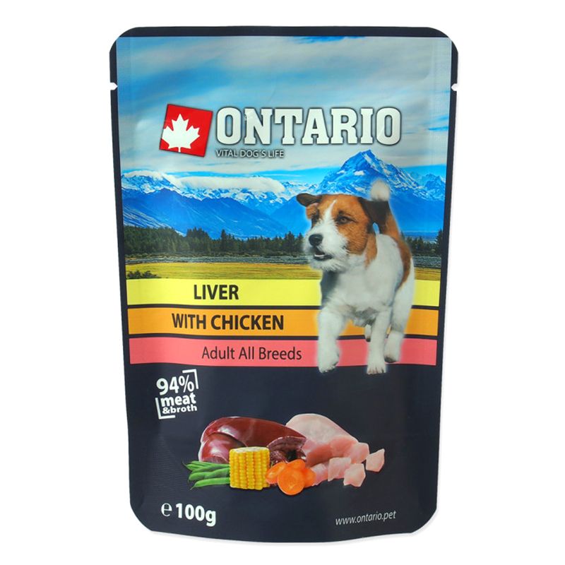 Vrećica ONTARIO DOG Liver with Chicken in broth 100 g