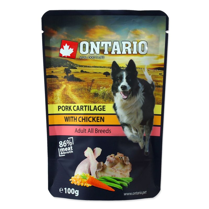 Vrećica ONTARIO DOG Pork cartilage with Chicken in broth 100 g