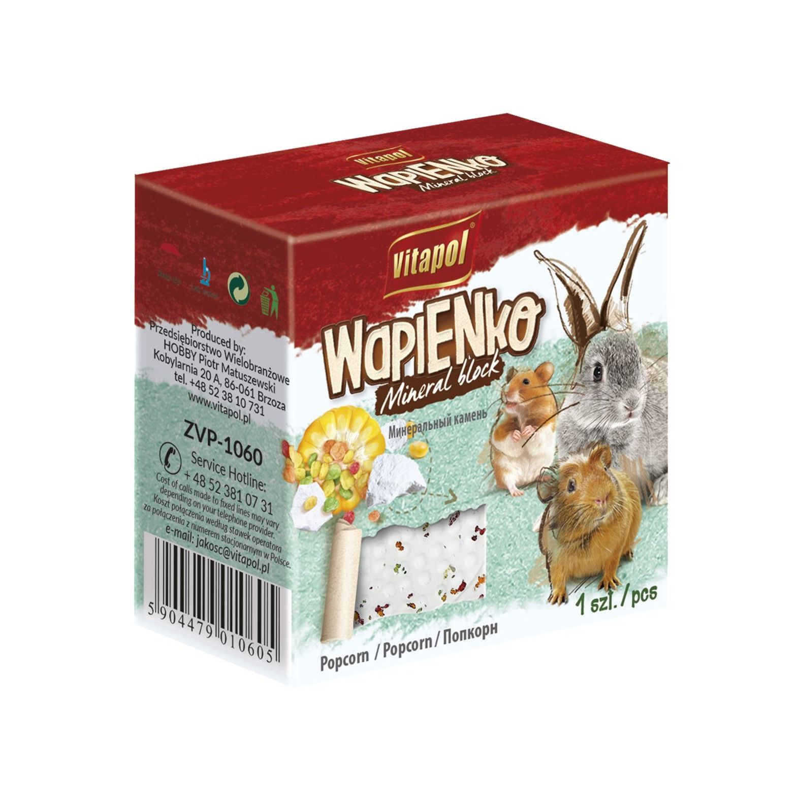 VITAPOL mineralna kamen za glodavce – popcorn 40 g / 1 kom