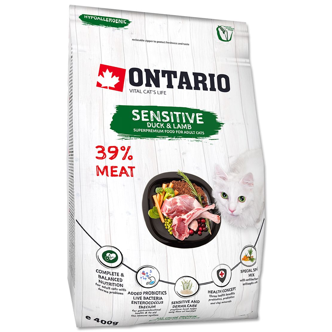 Ontario Cat Sensitive Duck & Lamb 400 g