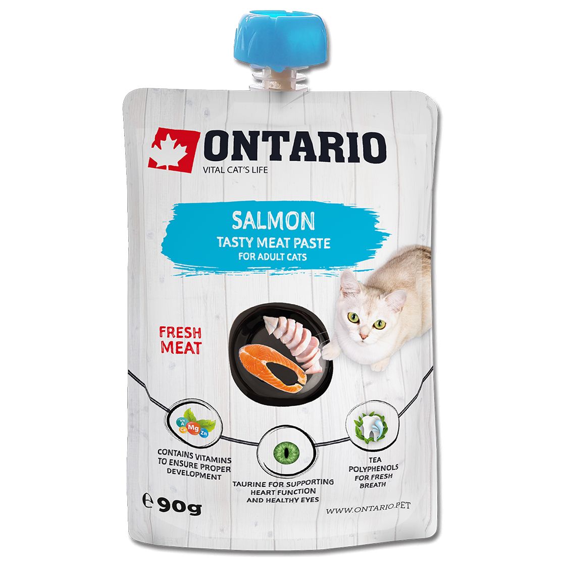 Ontario Cat lososová chutná mäsová pasta 90 g