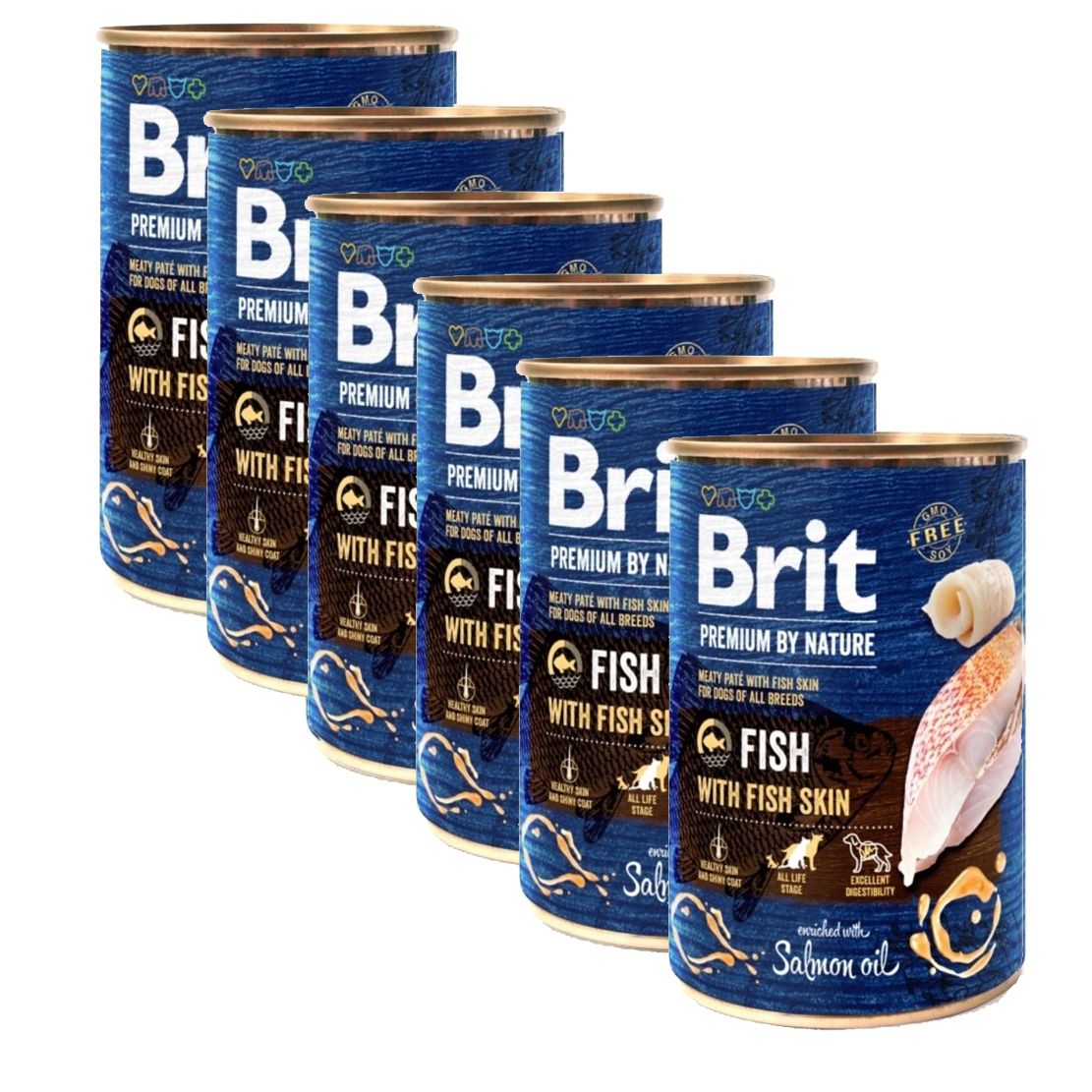 Konzerva Brit premium by Nature Riba & Rybí koža 6 x 400 g