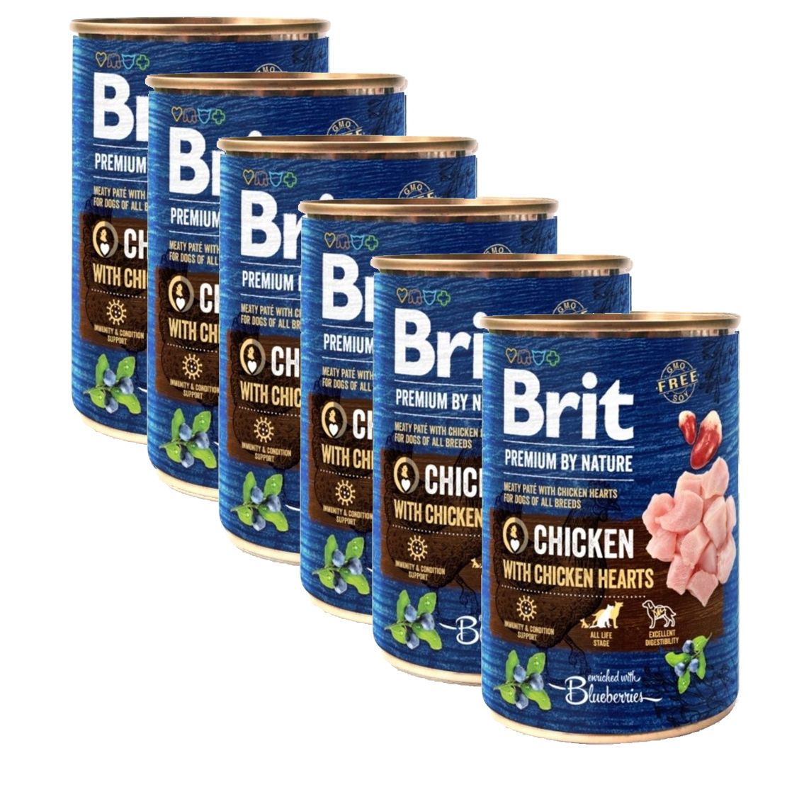 Konzerva Brit premium by Nature Piletina & Srca 6 x 400 g