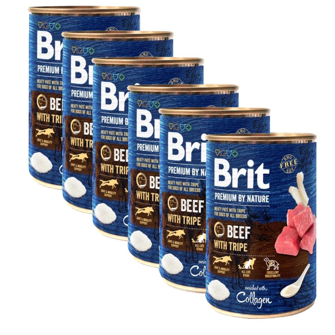 Konzerva Brit premium by Nature Govedina & Tripa 6 x 400 g