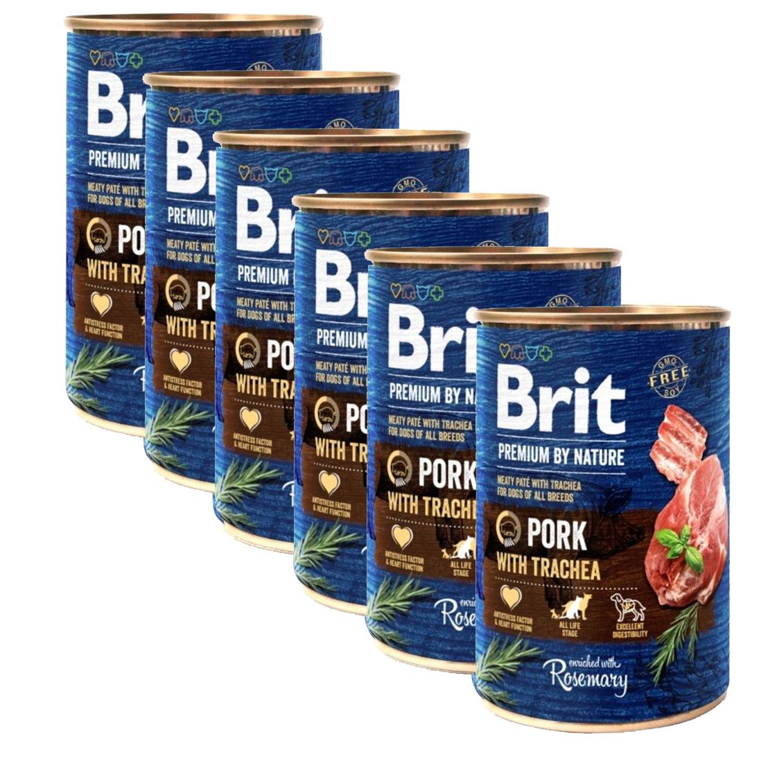 Konzerva Brit premium by Nature Svinina & Průdušnice 6 x 400 g