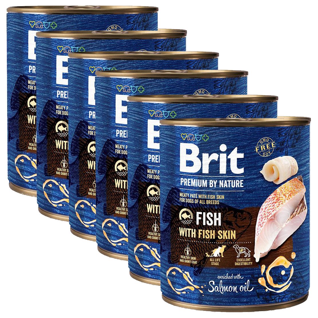 Konzerva Brit premium by Nature Riba & Rybí koža 6 x 800 g