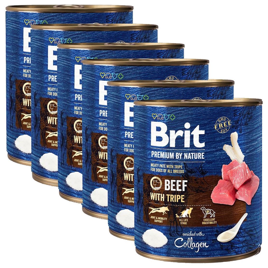 Konzerva Brit premium by Nature Govedina & Tripice 6 x 800 g