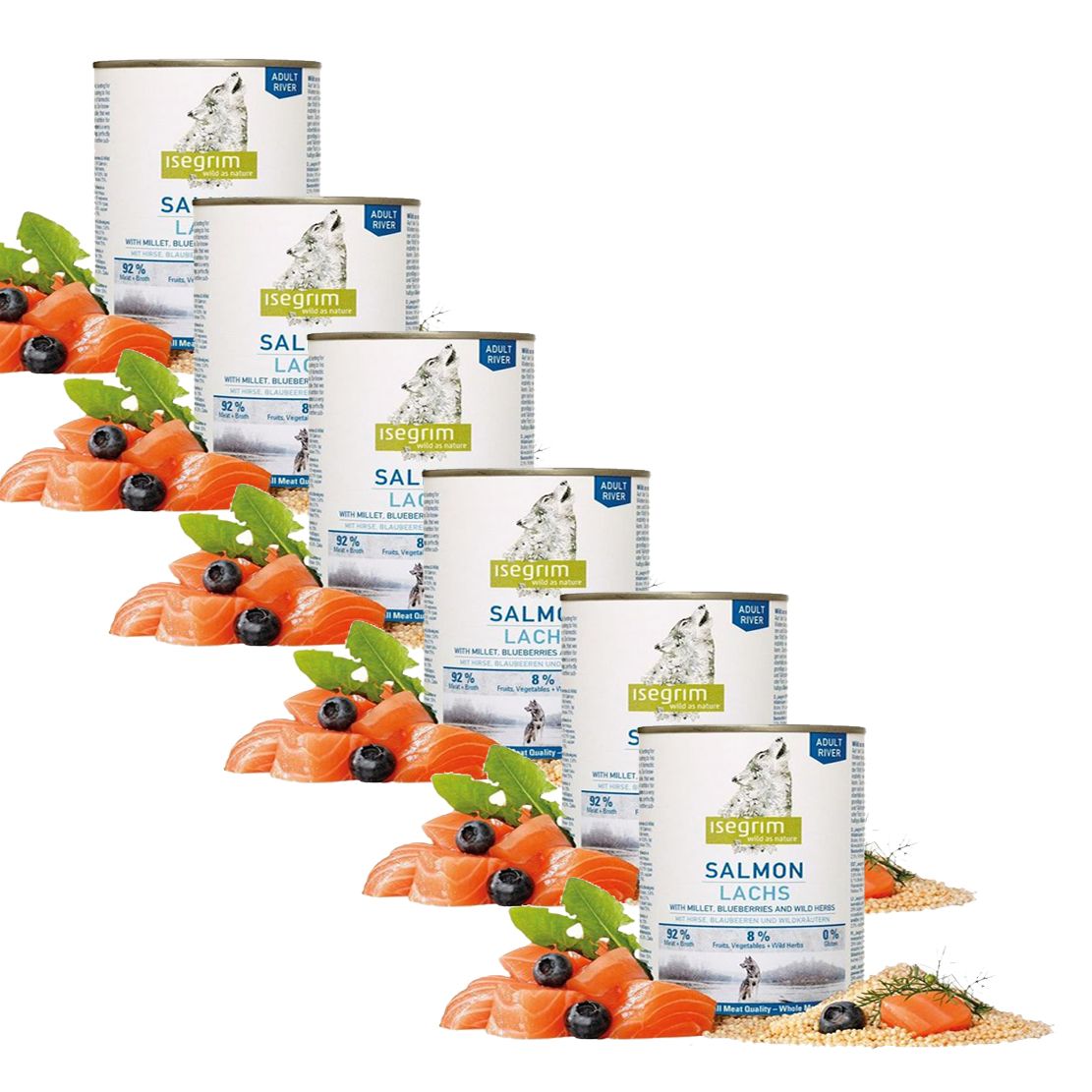 ISEGRIM Adult River: Losos s proso i borovnicama 6 x 800 g